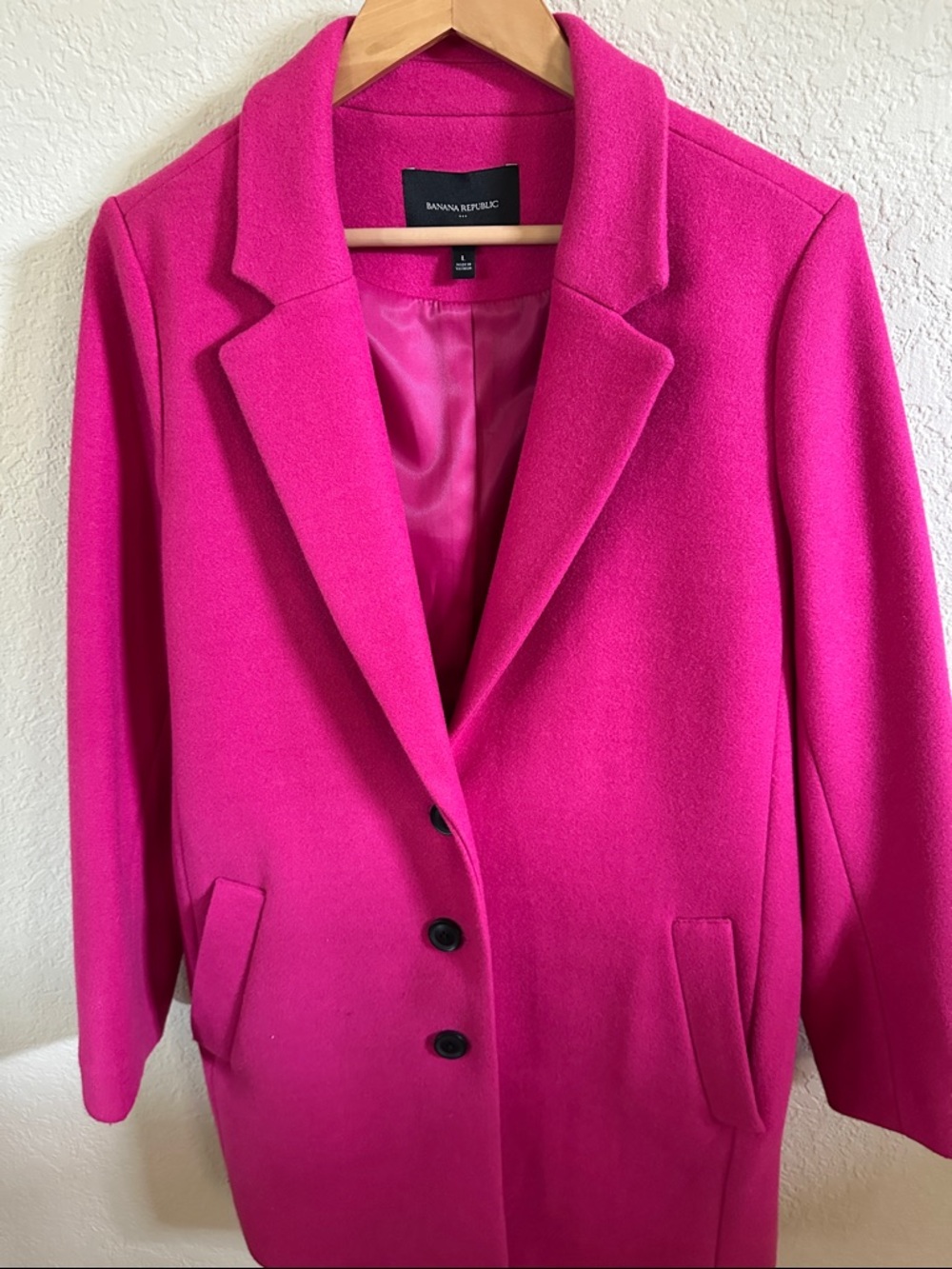 Banana Republic Women's Bright Fuchsia Single-Breasted  Coat